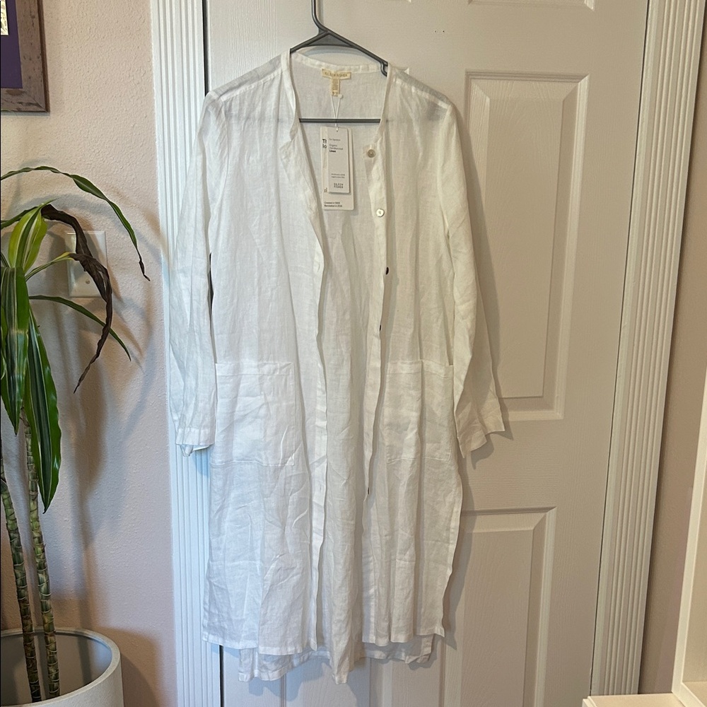 Eileen Fisher Organic Linen White Duster